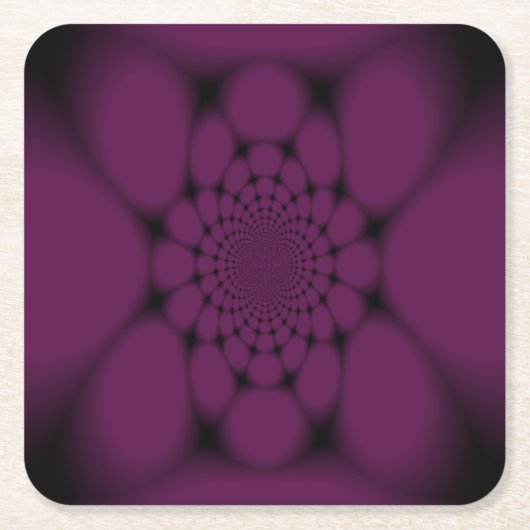 紫色の黒い蝶の花弁 スクエアペーパーコースター (正面)