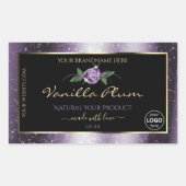 紫色の黒い製品ラベルソフトグリッターとロゴ 長方形シール (正面)