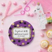 紫色の黒い金ゴールドの紙吹雪の誕生会のプレート ペーパープレート (パーティー)