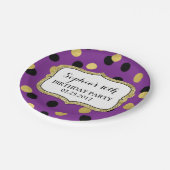 紫色の黒い金ゴールドの紙吹雪の誕生会のプレート ペーパープレート (アングル)