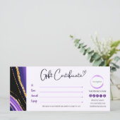 紫色の黒い金ゴールドギフト証明書 (スタンド正面)