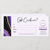 紫色の黒い金ゴールドギフト証明書 (正面/裏面)