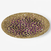 紫色の黒と金ゴールドキラキラ箔ヒョウ釉薬 ペーパープレート (アングル)