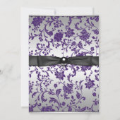 紫色の黒のダマスクの女の子の写真の卒業 招待状 (裏面)