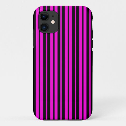 紫色の黒の垂直ストライプパターンデザイン Case-Mate iPhoneケース (裏面)