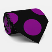 紫色の黒の巨大サイズ水玉模様ネックタイ ネクタイ (ロール)