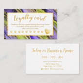 紫色の黒の緑の金箔10訪問 ロイヤリティカード (正面/裏面)