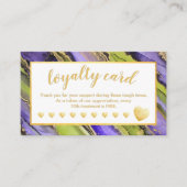 紫色の黒の緑の金箔10訪問 ロイヤリティカード (正面)