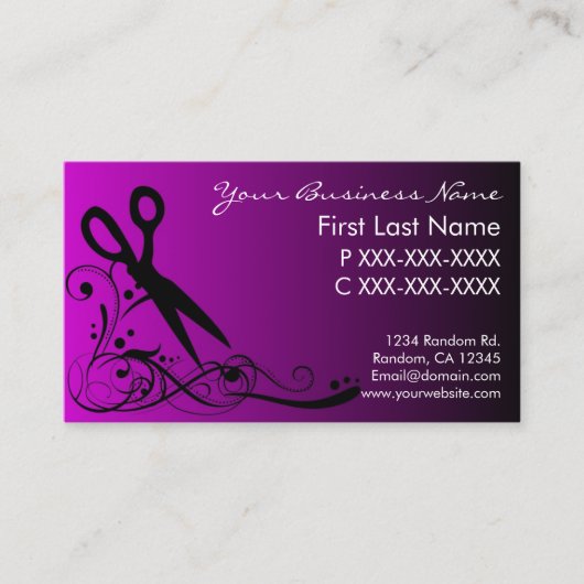 紫色の黒は名刺毛の切断の衰退します 名刺 (正面)