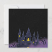 紫色の黒よくはしゃぐおもしろいハロウィン（長方形） 招待状 (裏面)