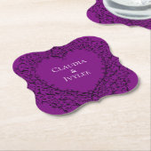 紫色の黒エレガントハート結婚のコースター ペーパーコースター (アングル)