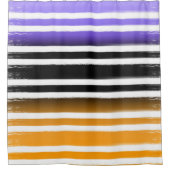 紫色の黒オレンジ色のブ絵を描ラシハロウィン シャワーカーテン (正面)