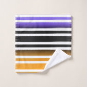 紫色の黒オレンジ色のブ絵を描ラシハロウィン バスタオルセット (ウォッシュタオル)