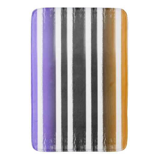 紫色の黒オレンジ色のブ絵を描ラシハロウィン バスマット (正面縦)