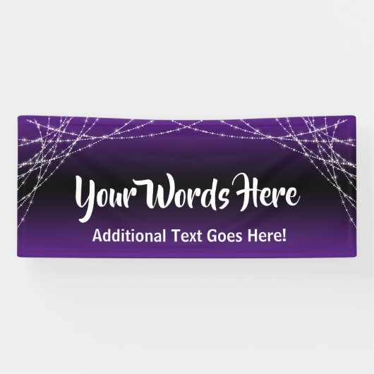 紫色の黒グラデーションいライトストリング独自の文字を追加 横断幕 (横)
