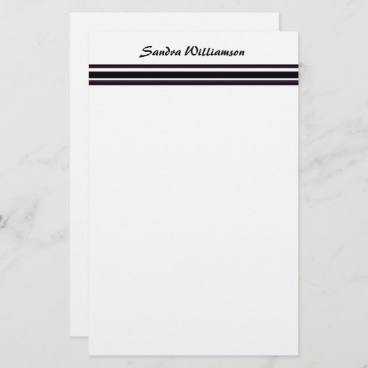 紫色の黒ストライプ色 便箋 (正面/裏面)