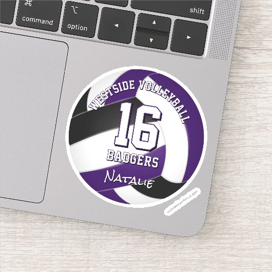 紫色の黒チームカラーバレーボール選手 シール (詳細)