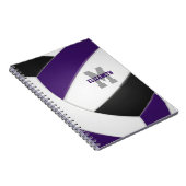 紫色の黒チームカラー女の子の男の子バレーボール ノートブック (右側)