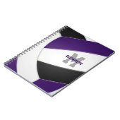 紫色の黒チームカラー女の子の男の子バレーボール ノートブック (左側)