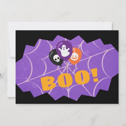 紫色の黒ハロウィーンスプーク誕生日写真 招待状 (裏面)