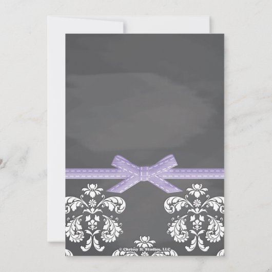 紫色の黒板のホタルのメーソンジャーのベビーシャワー 招待状 (裏面)