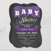 紫色の黒板フラッグベビーシャワー招待状 招待状 (正面/裏面)