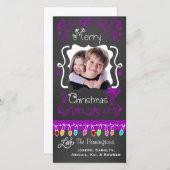 紫色の黒板メリークリスマスフォトカード シーズンカード (正面/裏面)