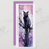 紫色の黒猫のブックマークを作成魔法 (正面/裏面)