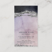 紫色の黒銀イヤリングモダンディスプレイカード 名刺 (裏面)