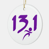 紫色の13.1の半マラソン セラミックオーナメント (左)