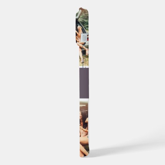 紫色の3つの写真のデザイン編集可能なカラーモノグラム iPhoneケース (左側面)