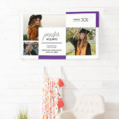 紫色の3写真卒業バナー 横断幕 (インサイチュ)