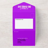 紫色の3写真30th大きな3ああ誕生日パーティー オールインワン招待状 (外側)