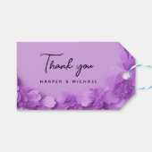 紫色の3D花結婚の感謝していあなた ギフトタグ (正面(横))