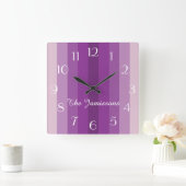 紫色の5つの色合い、パーソナライズな時計 スクエア壁時計 (ホーム)