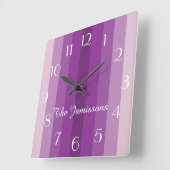 紫色の5つの色合い、パーソナライズな時計 スクエア壁時計 (傾斜)