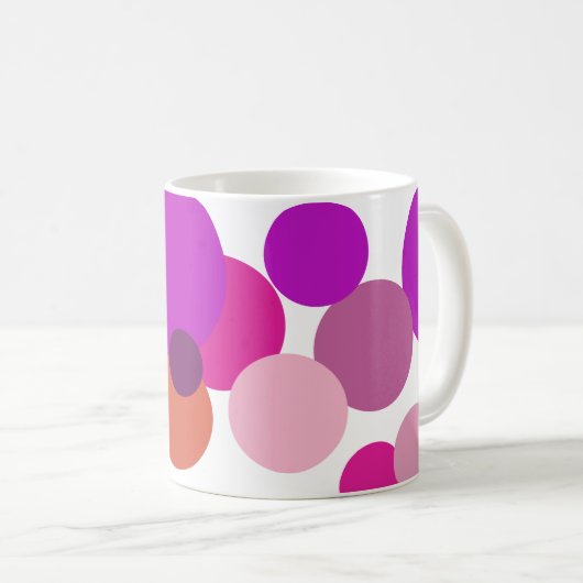 紫色の70年代水玉模様 コーヒーマグカップ (正面右)