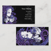 "紫色の"クリスタル・ボールの天使の芸術の名刺 名刺 (正面/裏面)