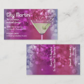 紫色の《写真》ぼけ味のマルティーニのバーのバーテンダー 名刺 (正面/裏面)