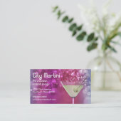 紫色の《写真》ぼけ味のマルティーニのバーのバーテンダー 名刺 (スタンド正面)