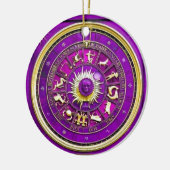 紫色の(占星術の)十二宮図の印 セラミックオーナメント (左)