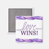 紫色の「愛が勝つ」リボンアートマグネット マグネット (正面/裏面)