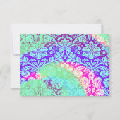 紫色のBohoフォトウェディング日付を保存 セーブザデート (裏面)