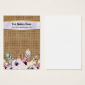 紫色のBurlap花Boho Earringディスプレイカード (正面&裏面)