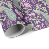 紫色のChinoiserie孔雀のフローラの分離 ラッピングペーパー (ロールコーナー)