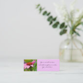 紫色のConeflowerのプロフィールカード スキニー名刺 (スタンド正面)