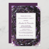 紫色のGeodeの紫色の婚約パーティの招待状 招待状 (正面/裏面)