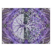 紫色のGeodeのYggdrasil銀製の生命の樹 テーブルクロス (正面(横))
