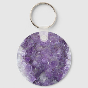 紫色のGeode -すみれ色の水晶宝石用原石 キーホルダー