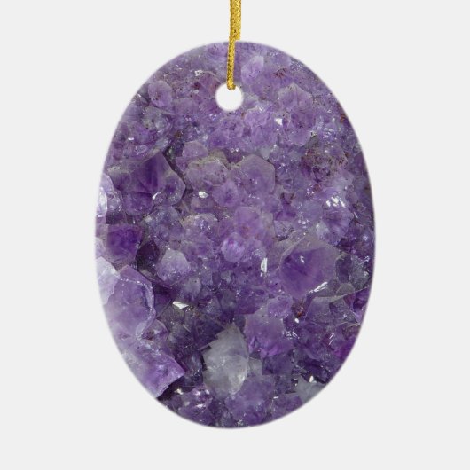 紫色のGeode -すみれ色の水晶宝石用原石 セラミックオーナメント (正面)